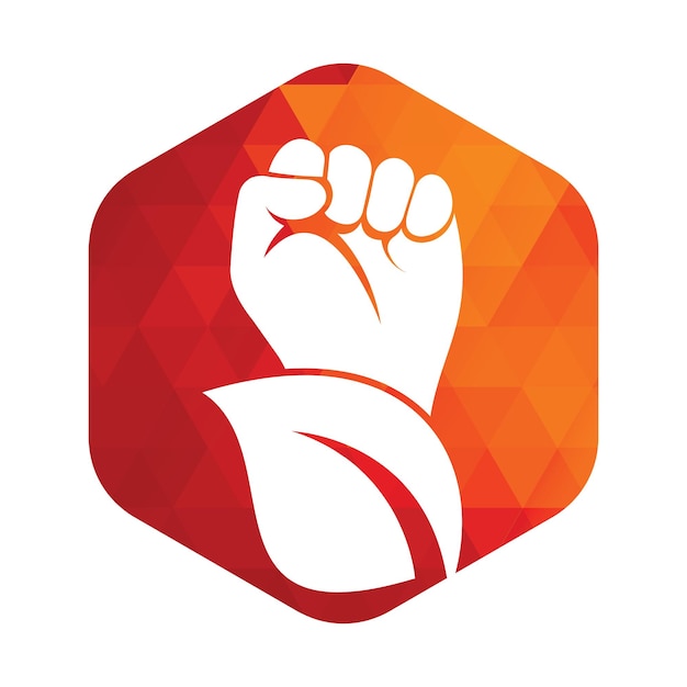 El diseño del logotipo del vector Power of nature con el símbolo o icono de la mano y el eco.