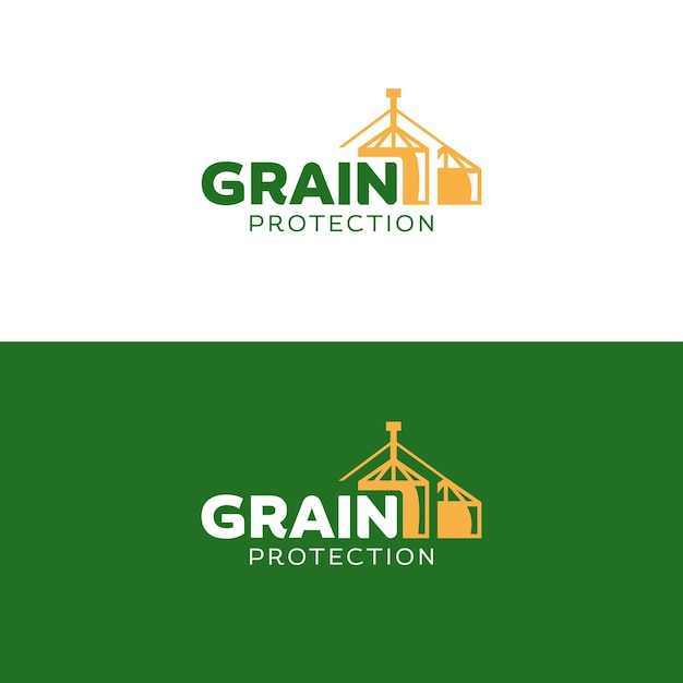 Diseño del logotipo del vector de protección de granos del silo