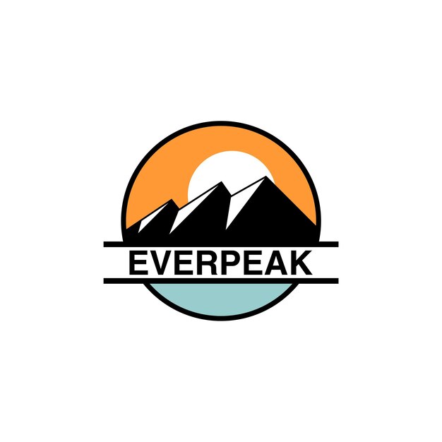 diseño de logotipo de vector de puesta de sol de montaña everpeak