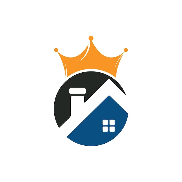 Diseño de logotipo de vector de rey de casa