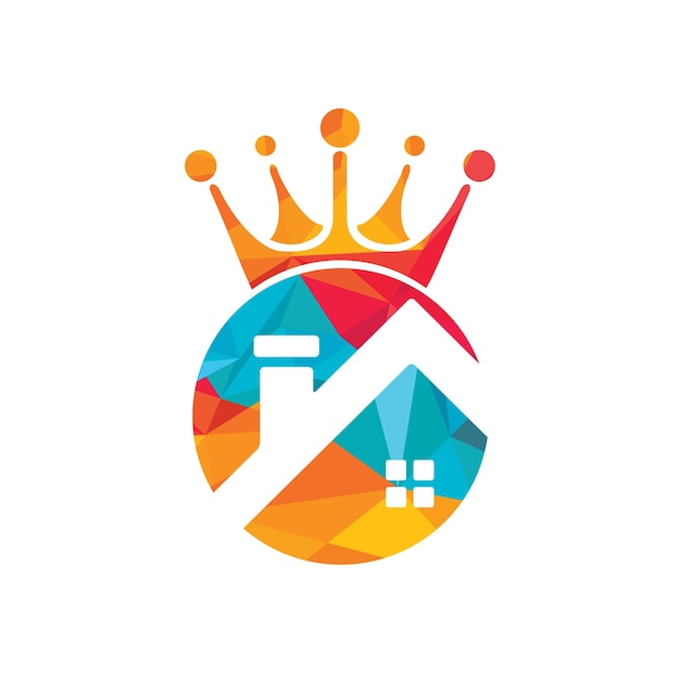 Diseño de logotipo de vector de rey de casa