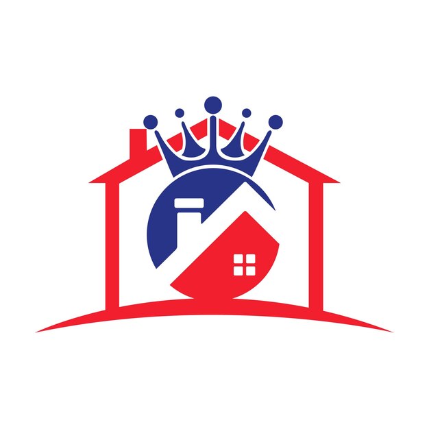 Diseño de logotipo de vector de rey de casa