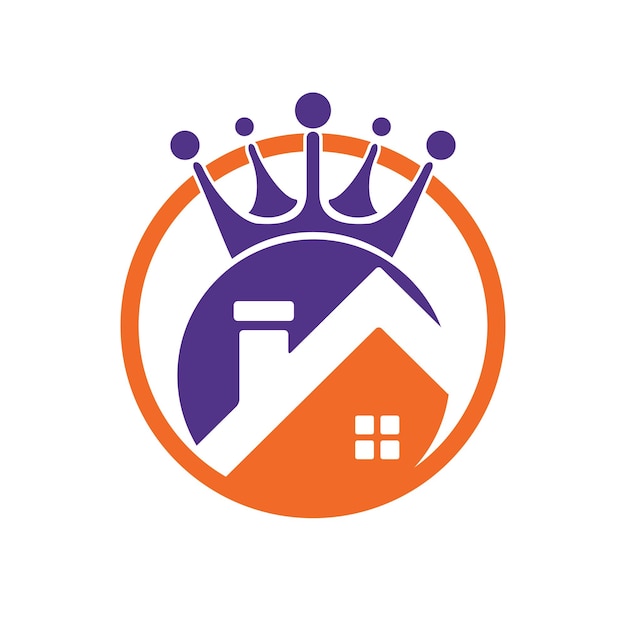 Diseño de logotipo de vector de rey de casa