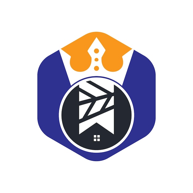 Diseño de logotipo de vector de rey de casa