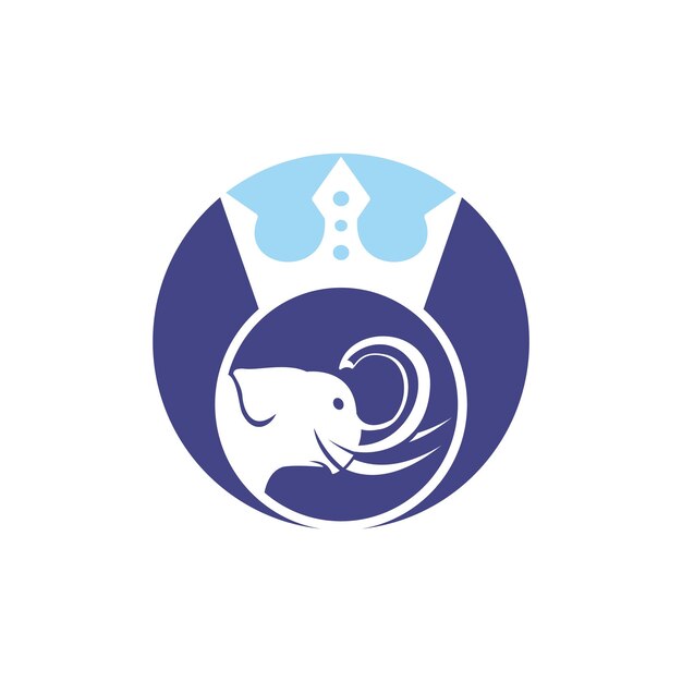 Diseño de logotipo de vector de rey elefante