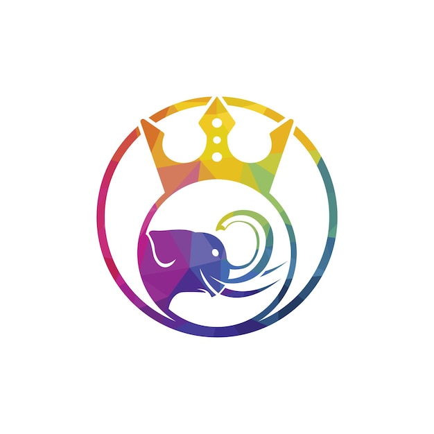 Diseño de logotipo de vector de rey elefante