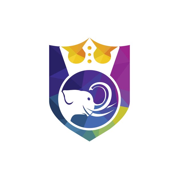 Diseño de logotipo de vector de rey elefante