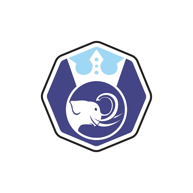 Diseño de logotipo de vector de rey elefante