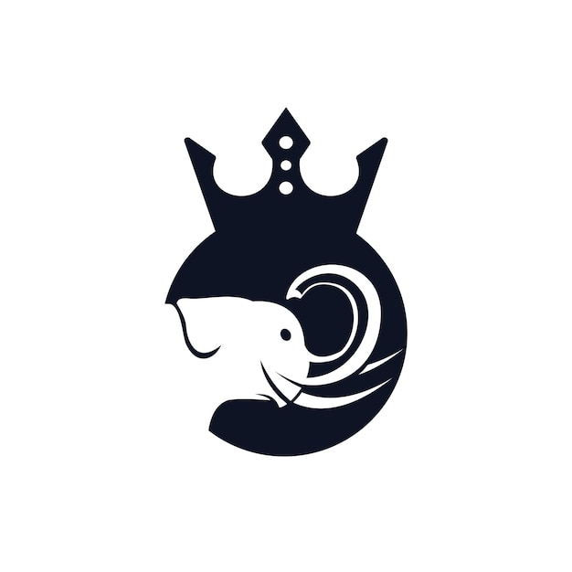 Diseño de logotipo de vector de rey elefante
