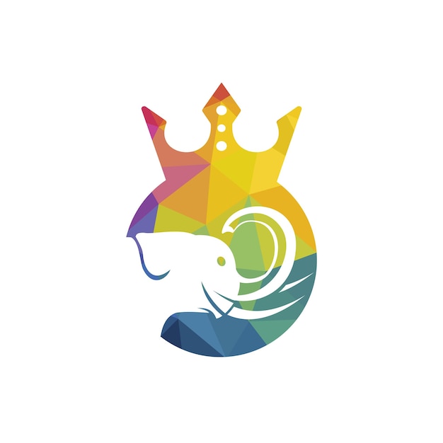 Diseño de logotipo de vector de rey elefante