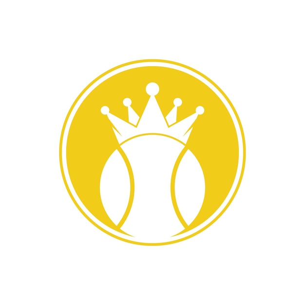 Diseño de logotipo de vector de rey de tenis Plantilla de diseño de icono de corona y pelota de tenis
