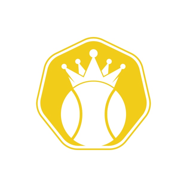 Diseño de logotipo de vector de rey de tenis Plantilla de diseño de icono de corona y pelota de tenis