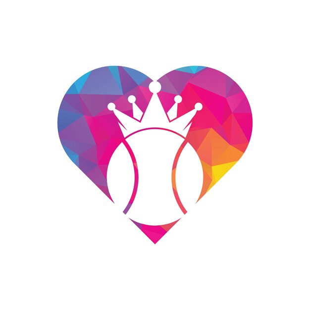 Diseño de logotipo de vector de rey de tenis Plantilla de diseño de icono de corona y pelota de tenis