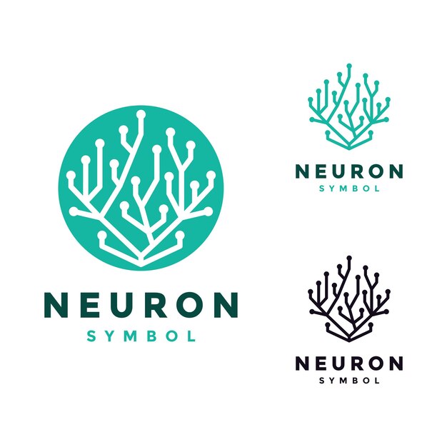 Diseño del logotipo del vector del símbolo de la neurona diseño del logó de la célula nerviosa o del enlace de coral biológico