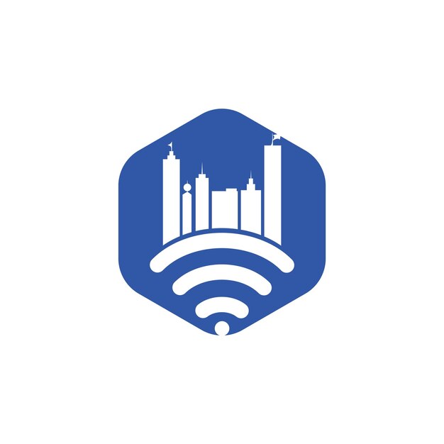 Diseño de logotipo de vector de tecnología de ciudad inteligente