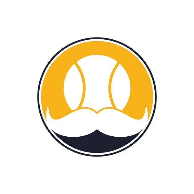 Diseño de logotipo de vector de tenis fuerte Diseño de icono de vector de bigote y pelota de tenis
