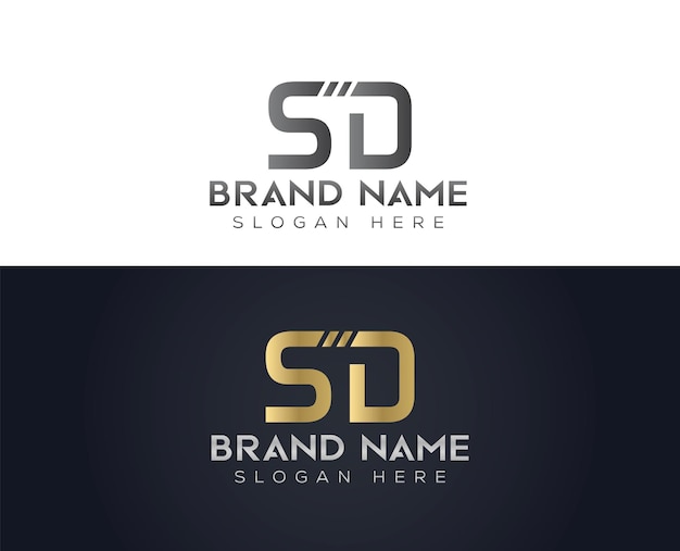 Diseño de logotipo de vector de tipografía de letra sd