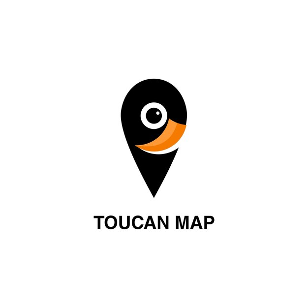diseño de logotipo de vector de ubicación de mapa de tucán