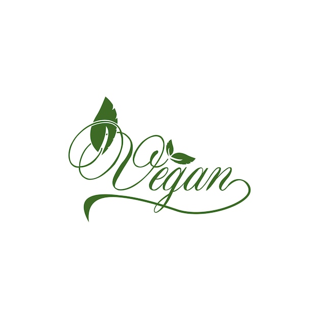 Diseño de logotipo de vector verde de hoja vegana de letras