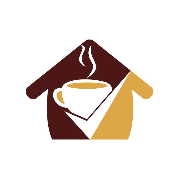 Diseño del logotipo del vector de verificación de café Taza de café con una marca de verificación
