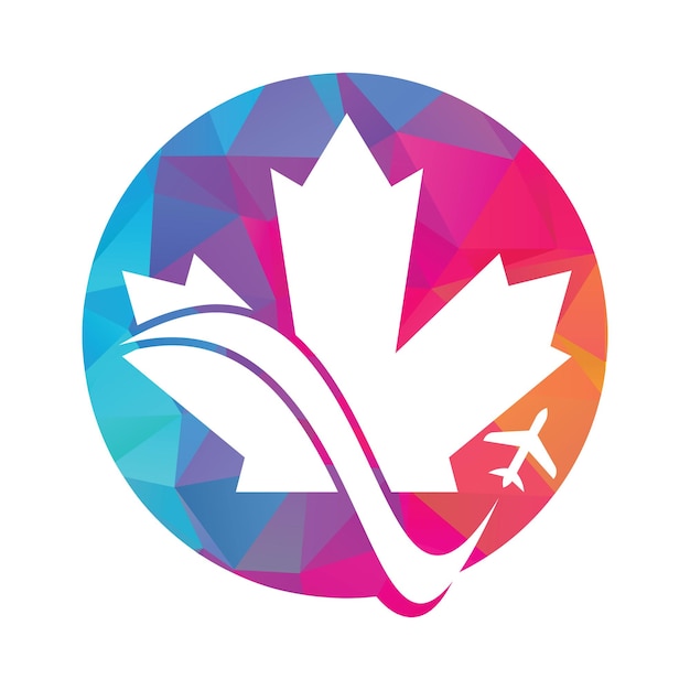 Diseño de logotipo de vector de viaje de Canadá Concepto de diseño de logotipo de vector de aviación canadiense