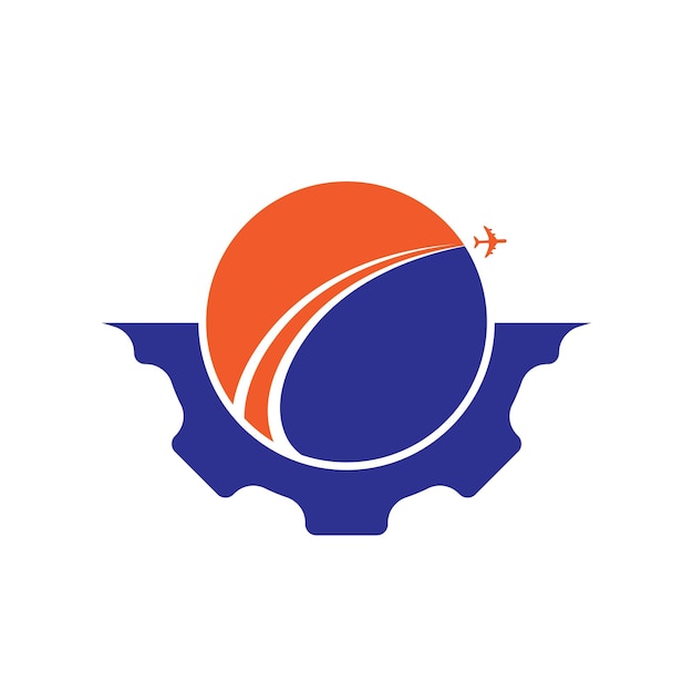 Diseño de logotipo de vector de viaje de engranaje