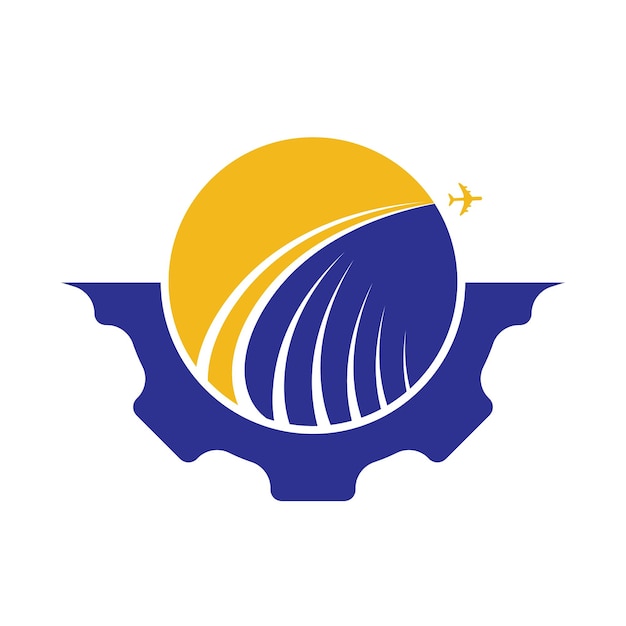 Diseño de logotipo de vector de viaje de engranaje