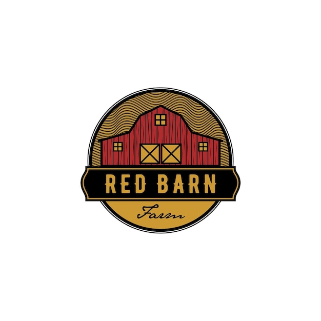 Diseño de logotipo de vector vintage de casa de campo de granero rojo