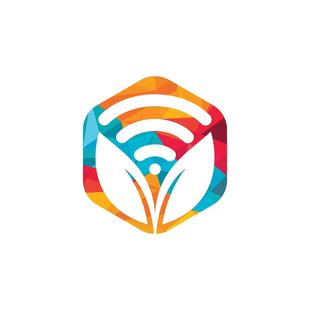 Diseño de logotipo de vector wifi de naturaleza de hoja