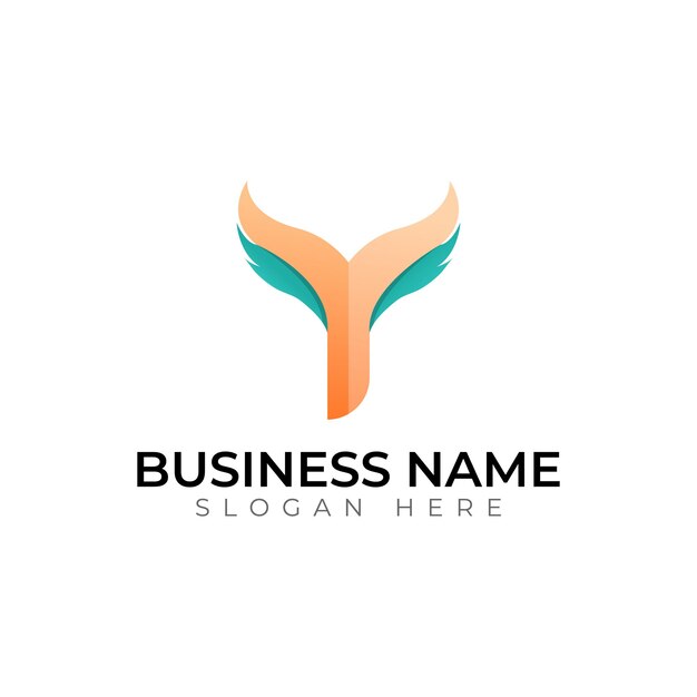 El diseño del logotipo vectorial 3D de color abstract de gradiente Y lette