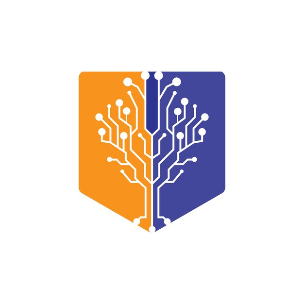 Diseño de logotipo vectorial de árbol digital