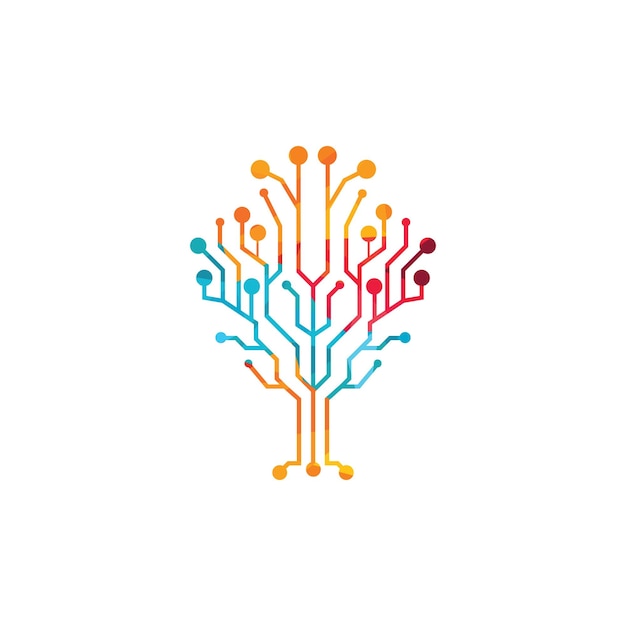 Diseño de logotipo vectorial de árbol digital