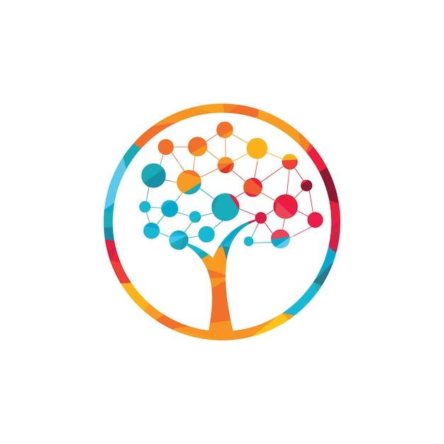 Diseño de logotipo vectorial de árbol digital