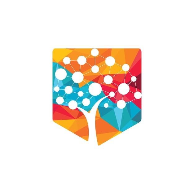 Diseño de logotipo vectorial de árbol digital