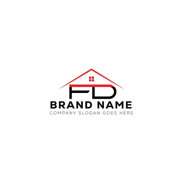 Diseño de logotipo vectorial de bienes raíces creativo de letras FD concepto de logotipo de letras de iniciales creativas FD