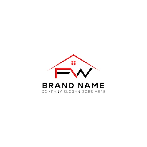 Diseño de logotipo vectorial de bienes raíces creativo de letras FW FW iniciales creativas concepto de logotipo de letras