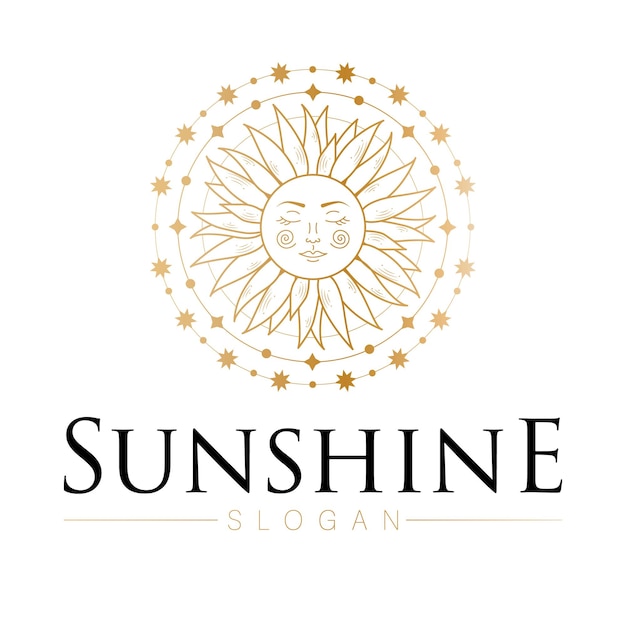 Diseño de logotipo vectorial bohemio Elegante puesta de sol amanecer logotipo diseño línea icono vector en estilo de lujo