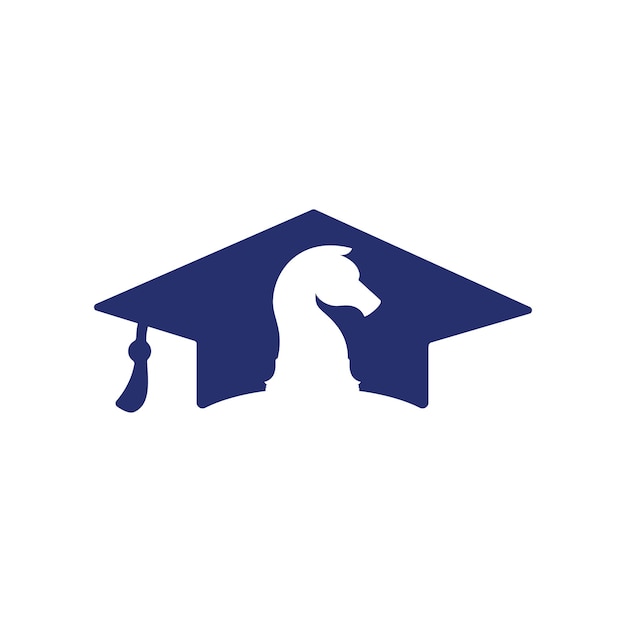 Diseño de logotipo vectorial de caballero de ajedrez de graduación