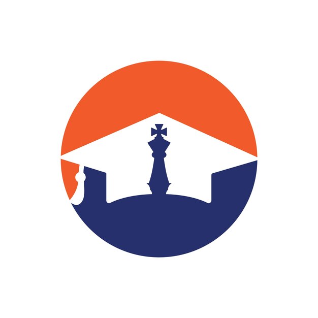 Diseño de logotipo vectorial de caballero de ajedrez de graduación