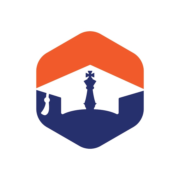 Diseño de logotipo vectorial de caballero de ajedrez de graduación