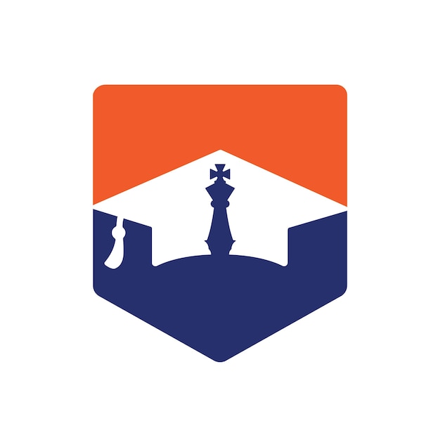 Diseño de logotipo vectorial de caballero de ajedrez de graduación