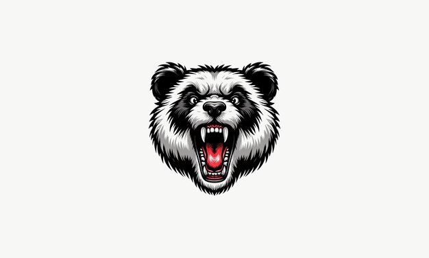 diseño de logotipo vectorial de cabeza de panda enojado y colmillos