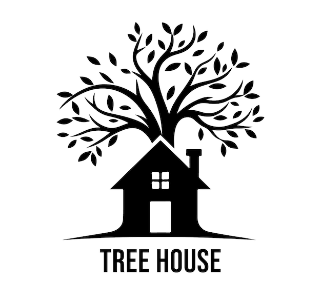 Diseño del logotipo vectorial de la casa del árbol