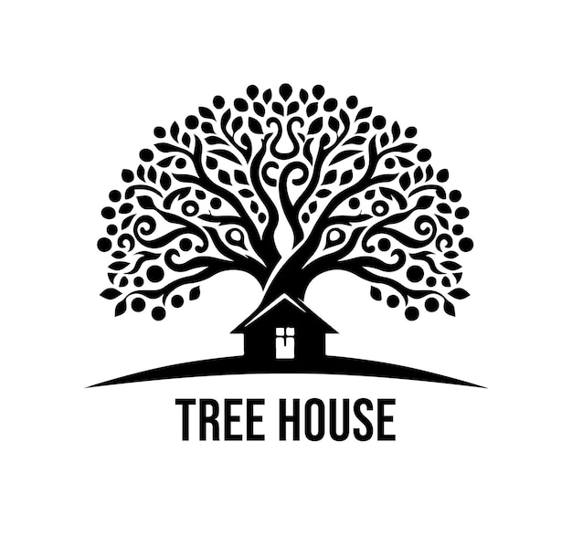 diseño del logotipo vectorial de la casa del árbol