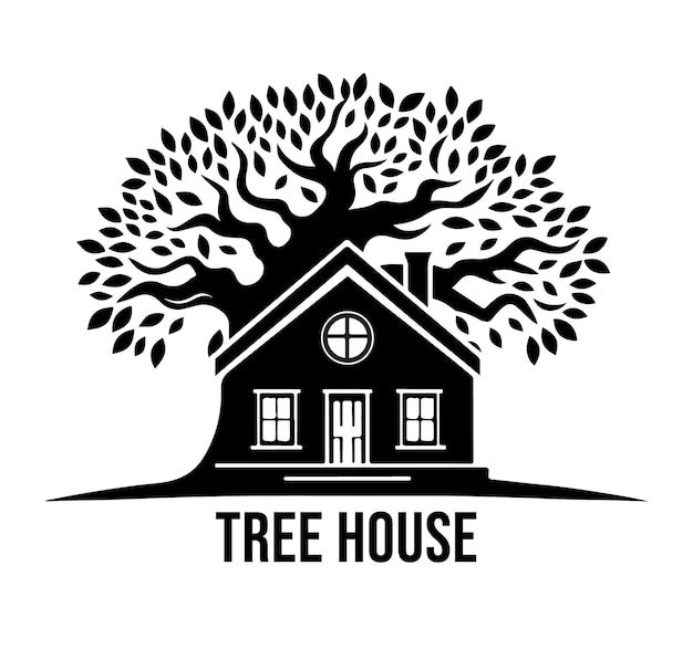 diseño del logotipo vectorial de la casa del árbol