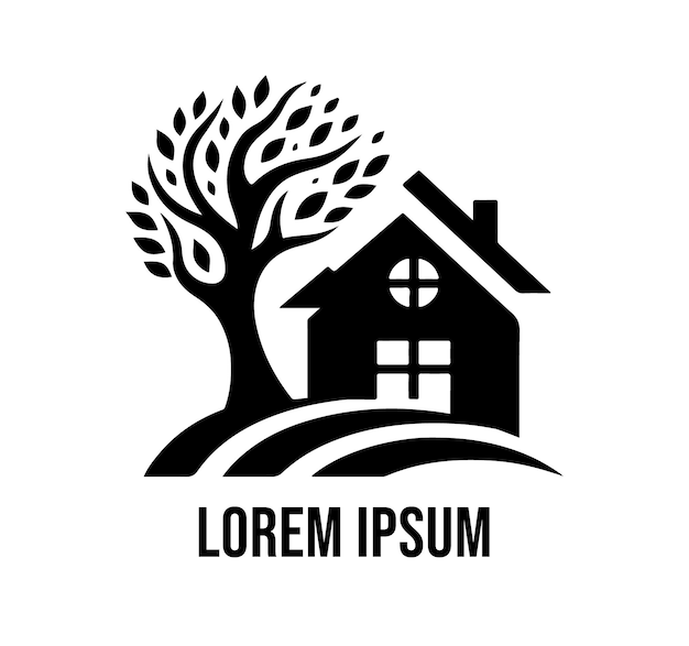 Diseño del logotipo vectorial de la casa del árbol