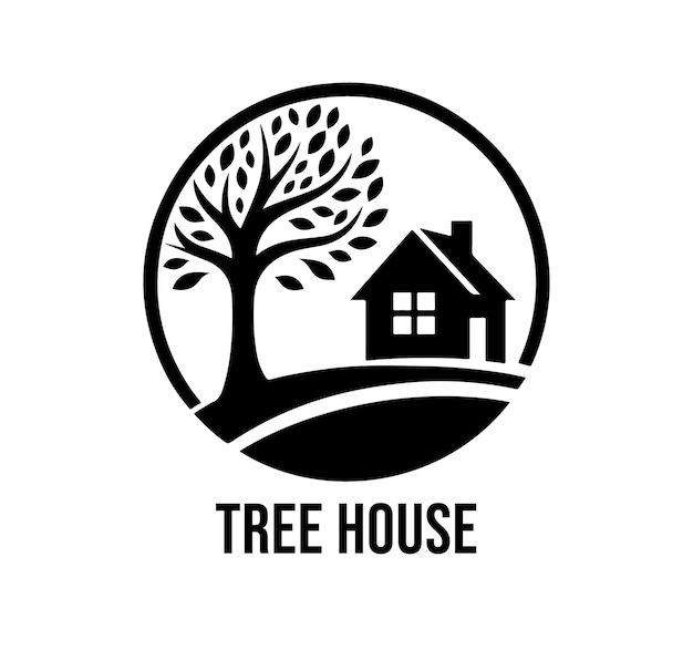 Diseño del logotipo vectorial de la casa del árbol