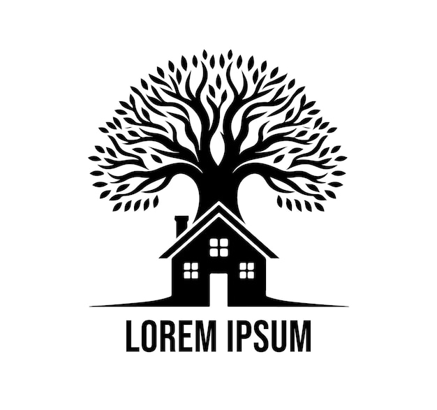diseño del logotipo vectorial de la casa del árbol