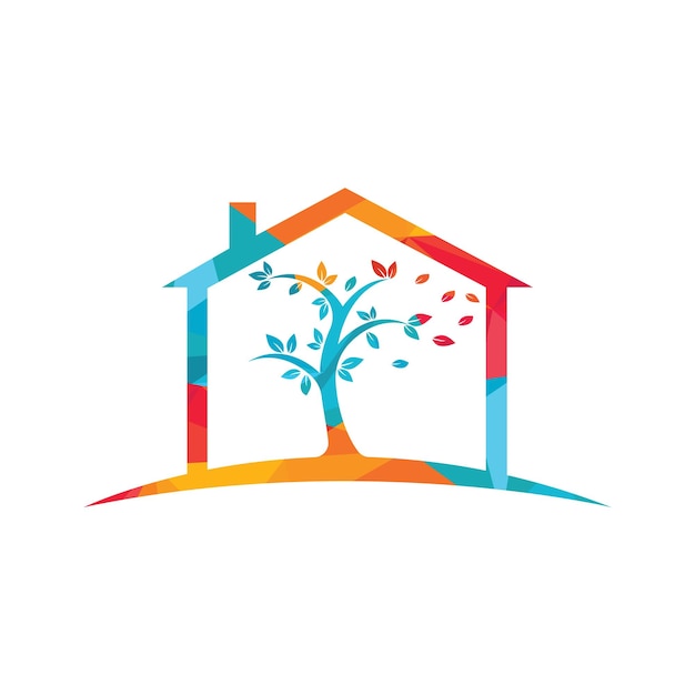 Diseño de logotipo vectorial de casa de árbol