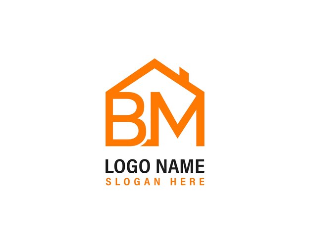 Diseño del logotipo vectorial de la casa con letra naranja